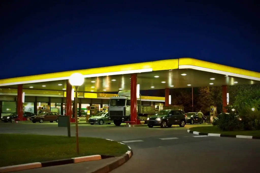 the gas station at night