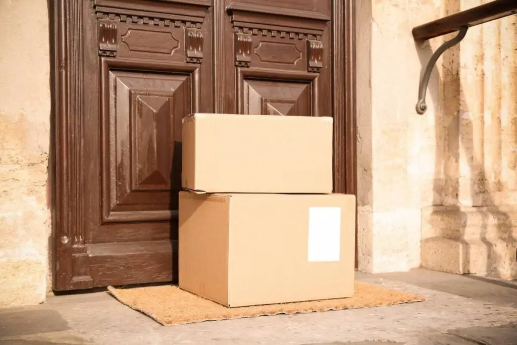 delivered parcels on door mat