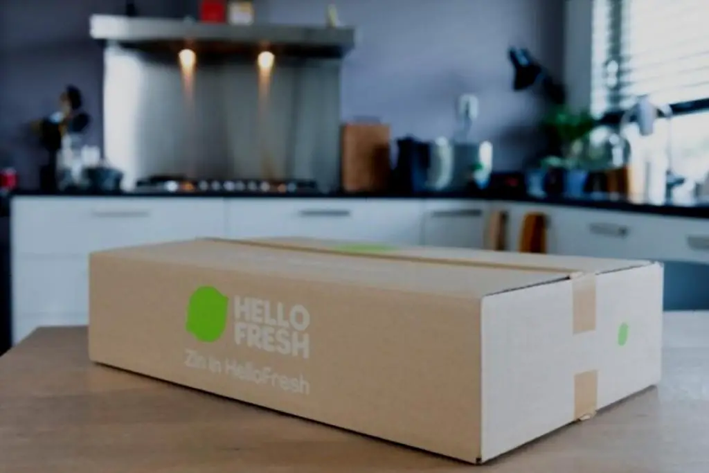 HelloFresh meal box on a kitchen table