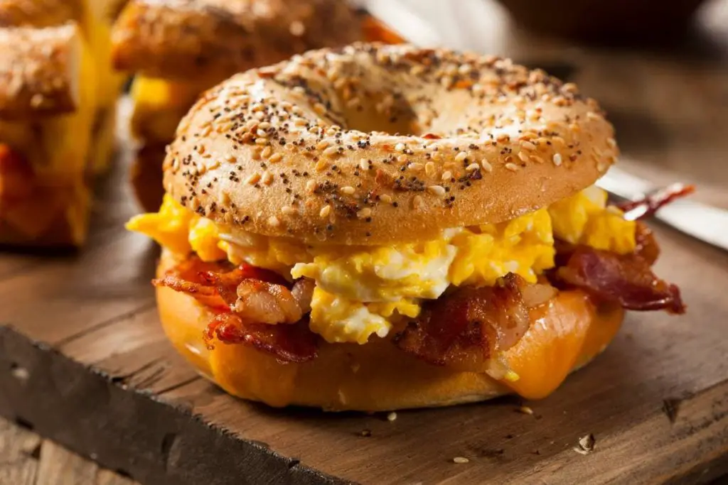 breakfast sandwich with egg bacon and cheese